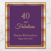40 en geweldig paars goud wijn etiket (Enkel label)