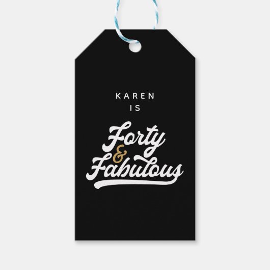 40 en geweldig zwart-wit cadeaulabel (Voorkant)