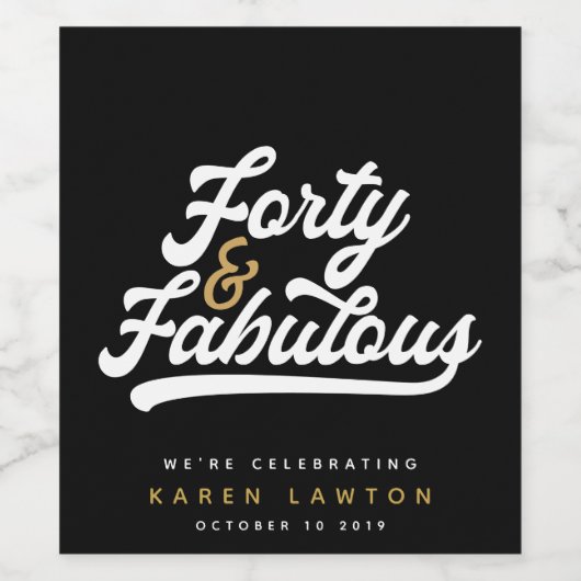 40 en geweldig zwart-wit wijn etiket (Enkel label)