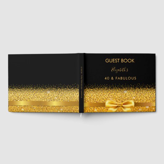 40 en geweldige 40e verjaardag zwarte boog glazen gastenboek (Volledig)