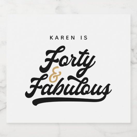 40 en geweldige borden voor verjaardagsfeestartike sparkling wijnetiket (Enkel label)