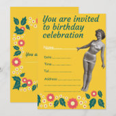 40 en geweldige Elegant vintage verjaardagflorale Kaart (Voorkant / Achterkant)