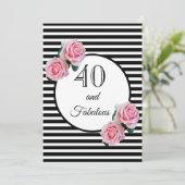 40 en geweldige glazen verjaardagsfeestje zwart wi kaart (Staand voorkant)