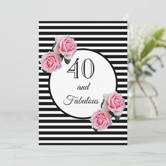 40 en geweldige glazen verjaardagsfeestje zwart wi kaart (Staand voorkant)