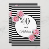 40 en geweldige glazen verjaardagsfeestje zwart wi kaart (Voorkant / Achterkant)