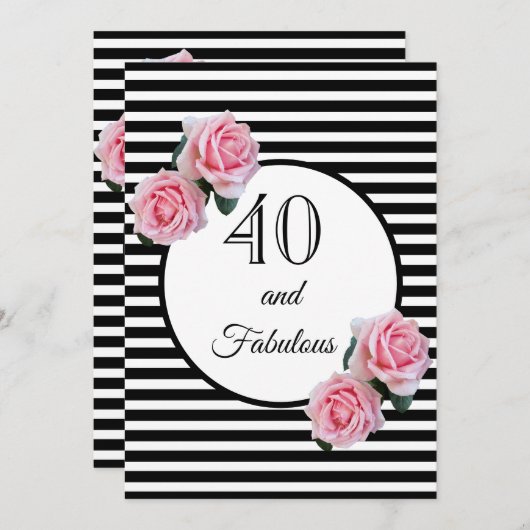 40 en geweldige glazen verjaardagsfeestje zwart wi kaart (Voorkant / Achterkant)