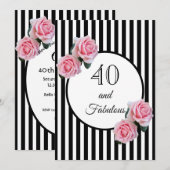 40 en geweldige glazen verjaardagsfeestje zwart wi kaart (Voorkant / Achterkant)