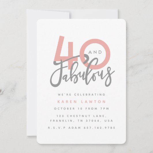 40 en geweldige uitnodiging voor verjaardagsfeestj (Voorkant)