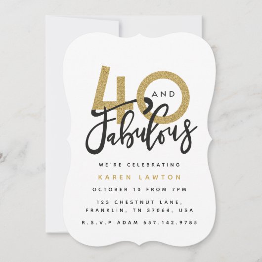40 en geweldige uitnodiging voor verjaardagsfeestj (Voorkant)