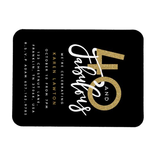 40 en geweldige uitnodiging voor verjaardagsfeestj magneet (Horizontaal)