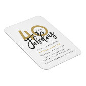 40 en geweldige uitnodiging voor verjaardagsfeestj magneet (Rechterzijde)