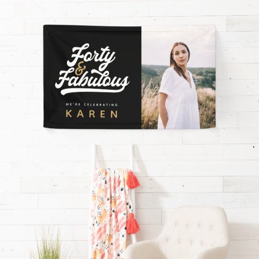 40 en geweldige verjaardagsfotobanner spandoek (Insitu)