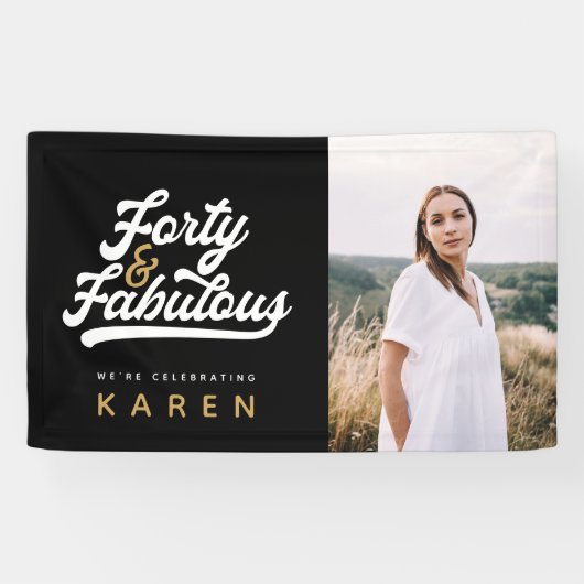 40 en geweldige verjaardagsfotobanner spandoek (Horizontaal)