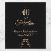 40 en geweldige zwarte gouden naam leuk wijn etiket (Enkel label)