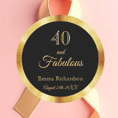 40 en geweldige zwarte goudnaam ronde sticker