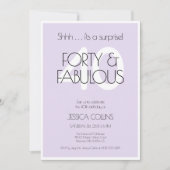 40 en het prachtige Paarse 40-jarig verjaardagsfee Kaart (Voorkant)