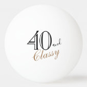 40 en Klasse Elegant Schrift 40ste Verjaardag Pingpongbal (Achterkant)