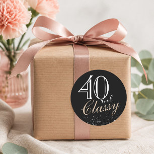 40 en Klasse Modern Elegante Zwarte Verjaardag Ronde Sticker