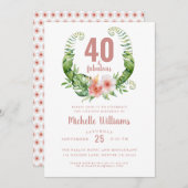 40 en prachtig roze 40e verjaardag kaart (Voorkant / Achterkant)