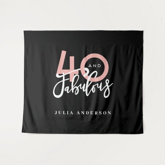 40 en prachtig roze en mint meisjesachtige verjaar wandkleed (Voorkant (horizontaal))