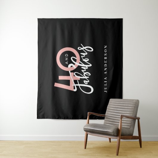 40 en prachtig roze en mint meisjesachtige verjaar wandkleed (In situ)