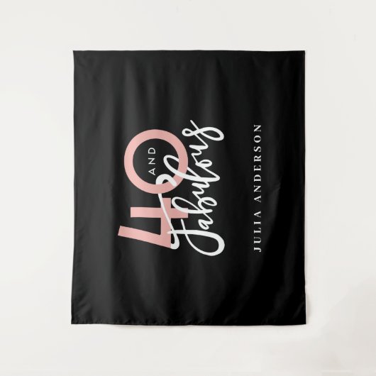 40 en prachtig roze en mint meisjesachtige verjaar wandkleed (Voorkant)