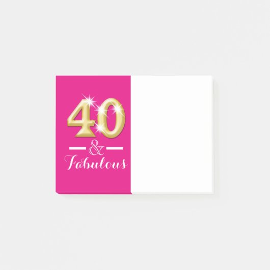 40 en prachtig roze gouden verjaardag post-it® notes (Voorkant)
