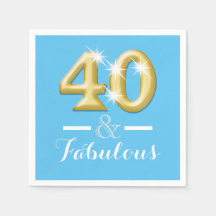 40 en prachtige blauwe verjaardag servetten