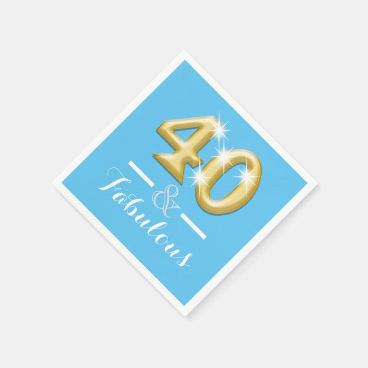 40 en prachtige blauwe verjaardag servetten (Hoek)