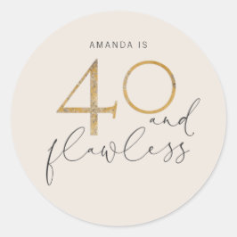 40 en rechtloze Blush roze Gold Grey Name Ronde Sticker