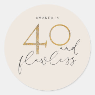40 en rechtloze Blush roze Gold Grey Name Ronde Sticker