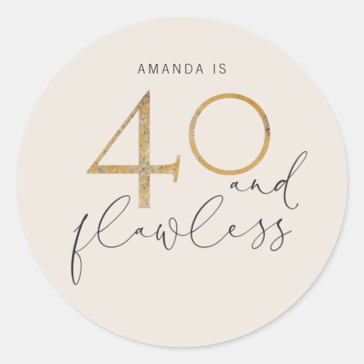 40 en rechtloze Blush roze Gold Grey Name Ronde Sticker (Voorkant)