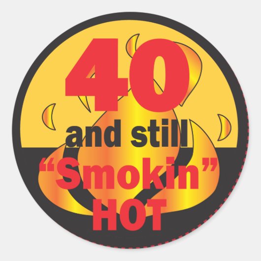 40 en Smokin Heet Ronde Sticker (Voorkant)