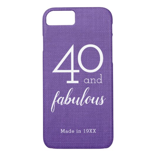 40 en verbluffend op Violet Linen Photo, Aangepast Case-Mate iPhone Case (Achterkant)