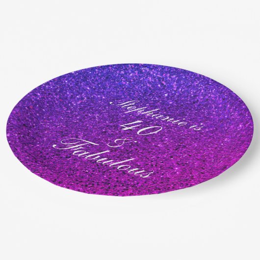 40 en verbluffend Paars bruinglitter ombre Papieren Bordje (Gekanteld)