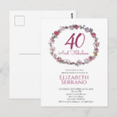 40 en verbluffende ring van Rozen van de verjaarda Briefkaart (Voorkant / Achterkant)