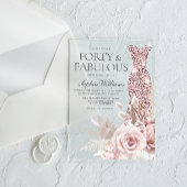 40 & Fab Blush Bloemen Jurk 40ste Verjaardag Party Acryl Uitnodigingen