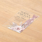 40 & Fab Blush Bloemen Jurk 40ste Verjaardag Party Acryl Uitnodigingen (Laagn)