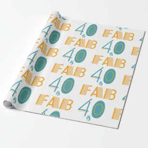 40 & Fab Modern Birthday Cadeaupapier