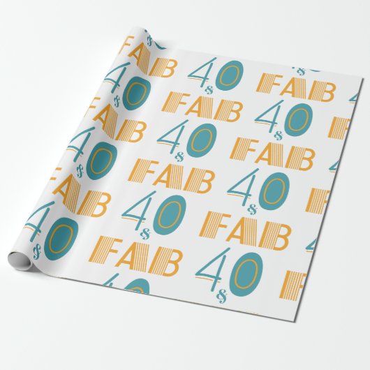 40 & Fab Modern Birthday Cadeaupapier (Uitgerold)