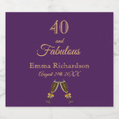 40 fabelachtig paars goud na, e sparkling wijnetiket (Enkel label)