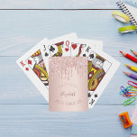 40 fabelachtige roos gouden glitterdruppels pokerkaarten<br><div class="desc">Meisjes en trendy spelen kaarten voor een 40e verjaardagsfeestje, 40 en geweldig. Een feminine roze, roos goudnevel met een metalen achtergrond versierd met faux roos goudglitterdruppels. Sjablonen voor een datum en naam/tekst. Kromme tekst en donker roos goudkleurige letters. De naam wordt geschreven met een modern handgeschreven stijlmanuscript met letters. Ideaal...</div>