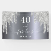 40 fabelachtige verjaardag mousserend glitter Silv Spandoek (Horizontaal)