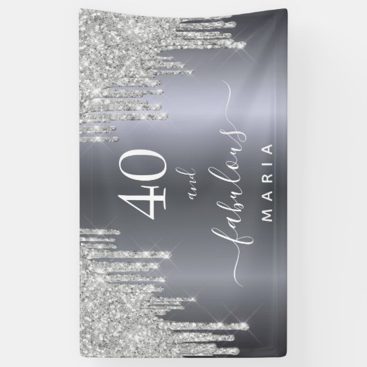 40 fabelachtige verjaardag mousserend glitter Silv Spandoek (Verticaal)