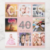 40 fabelachtige verjaardag roos goudbruine roze fo wijn etiket (Enkel label)