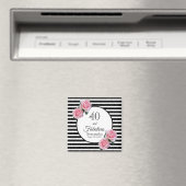 40 fabelachtige verjaardagen zwarte strepen roze f magneet (Insitu (Vaatwasser))
