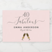 40 fabelachtige verjaardagsbenaming roos gouden bl sparkling wijnetiket (Enkel label)