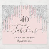 40 fabelachtige verjaardagsdag roos goud glitter r sparkling wijnetiket (Enkel label)