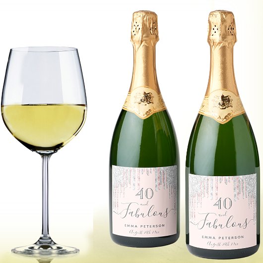 40 fabelachtige verjaardagsdag roos goud glitter r sparkling wijnetiket