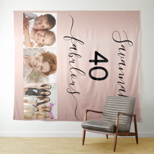 40 fabuleuze roze gouden fotonaam wandkleed (In Situ (horizontaal))